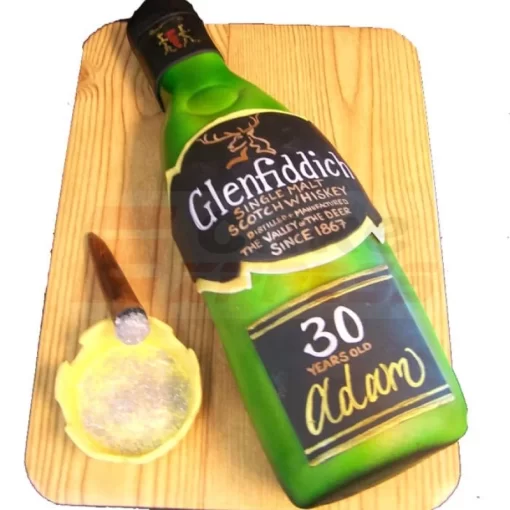 Glenfiddich Scotch Bottle Fondant Cake