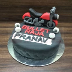 Bullet Raja Bike Theme Fondant Cake