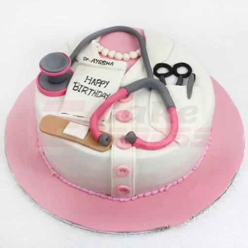 Ladies Doctor Theme Fondant Cake