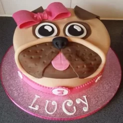 Pug Puppy Dog Face Fondant Cake