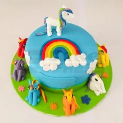 Blue Unicorn Theme Fondant Cake