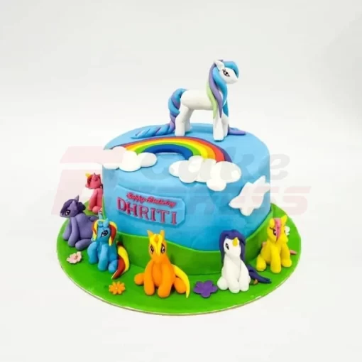 Rainbow Unicorn Fondant Cake