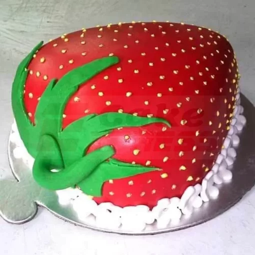 Strawberry Shape Fondant Cake