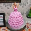 Pink Roses Barbie Doll Cake