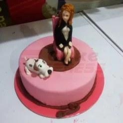Girl with Dog Fondant Cake