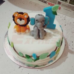 Lion and Elephant Theme Kids Cake