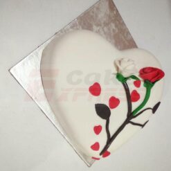 Lovely Heart and Rose Fondant Cake