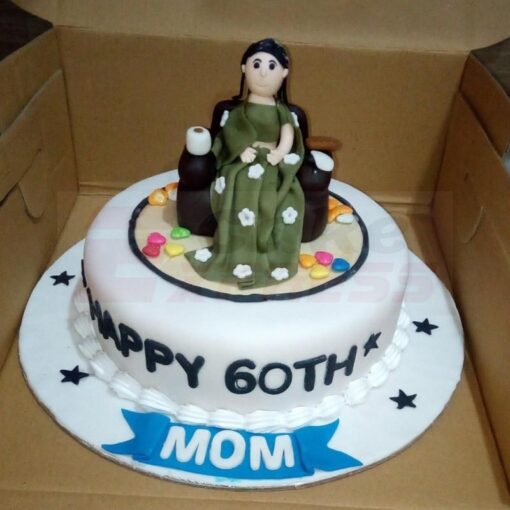 Mom 60th Birthday Fondant Cake
