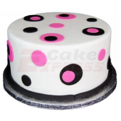 Pink Black Polka Dot Fondant Cake