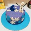 Snowman Theme Purple Fondant Cake