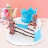 Teddy Bear Blue Half Year Birthday Fondant Cake