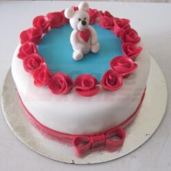 Teddy Rose Theme Fondant Cake