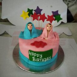 Twins Baby Birthday Fondant Cake