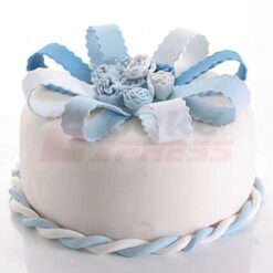 White and Blue Roses Fondant Cake