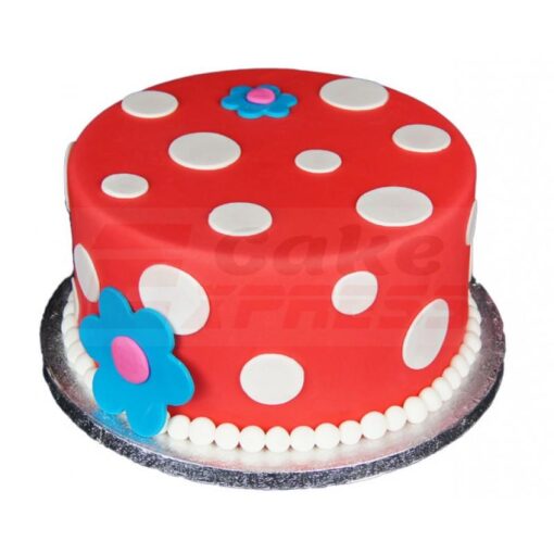 White Polka Dot Red Fondant Cake