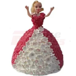 Red and White Barbie Doll Cake