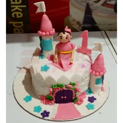 Girl on Castle Fondant Cake