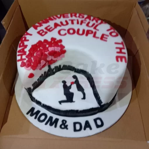 Anniversary Couple Theme Fondant Cake