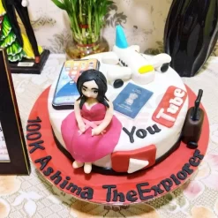 YouTuber Girl Theme Fondant Cake