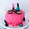 Pink Makeup Theme Fondant Cake