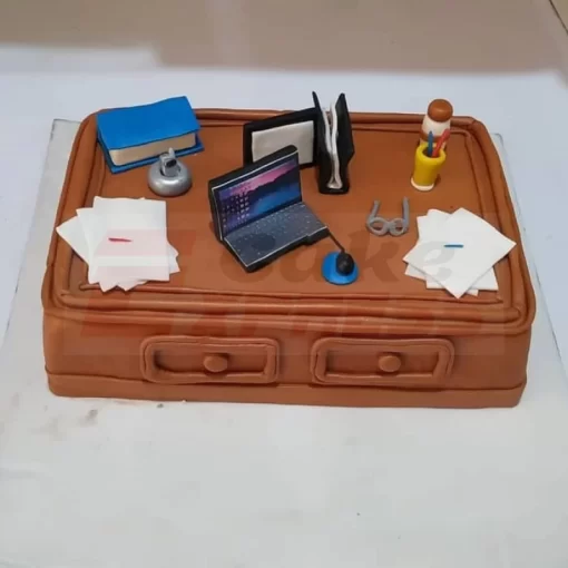 Office Table Theme Fondant Cake
