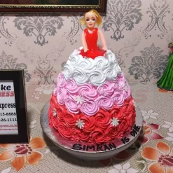 Tri Color Floral Roses Barbie Cake