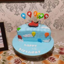 Half Birthday Blue Fondant Cake