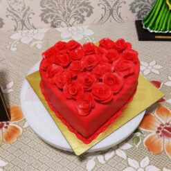 Hot Red Valentine Heart Fondant Cake