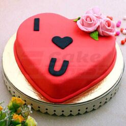 I Love U Heart Fondant Cake
