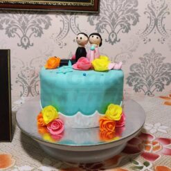 Lovely Couple Anniversary Fondant Cake
