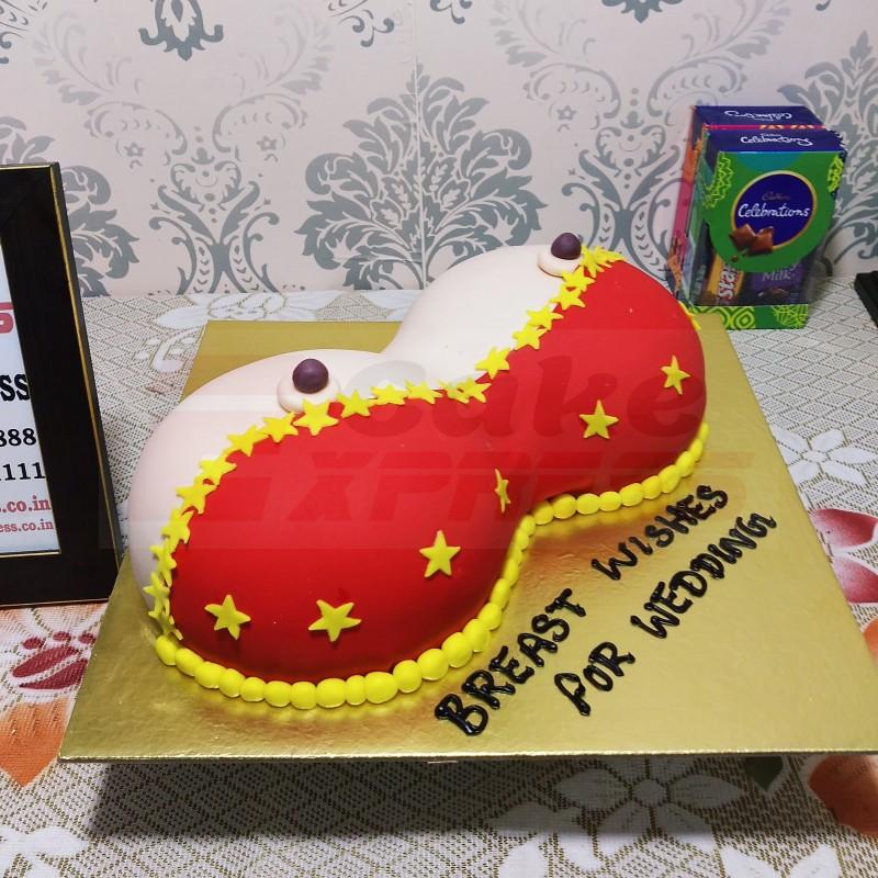 Nip Slips Red Bra Fondant Cake – Cake Express India