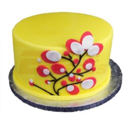 Yellow Flowering Tree Fondant Cake